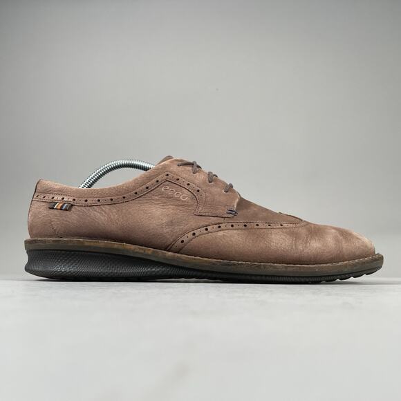 Ecco Wingtip Oxford Mens EU 43 US 10 Brown Leather Lace-Up Low Dress Shoe Brogue main image 8